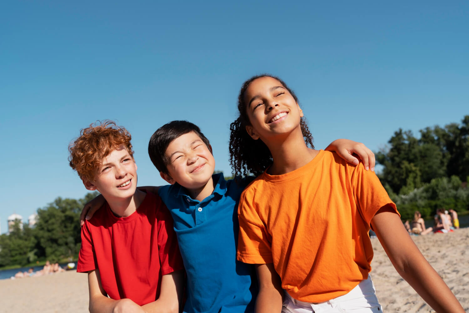diverse-children-beach-sunny-day