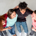 diverse-children-drone-view